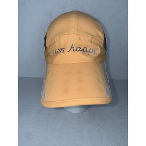 Brooks " Run Happy " Running Cap One Size Orange Reflective Adjustable Hat